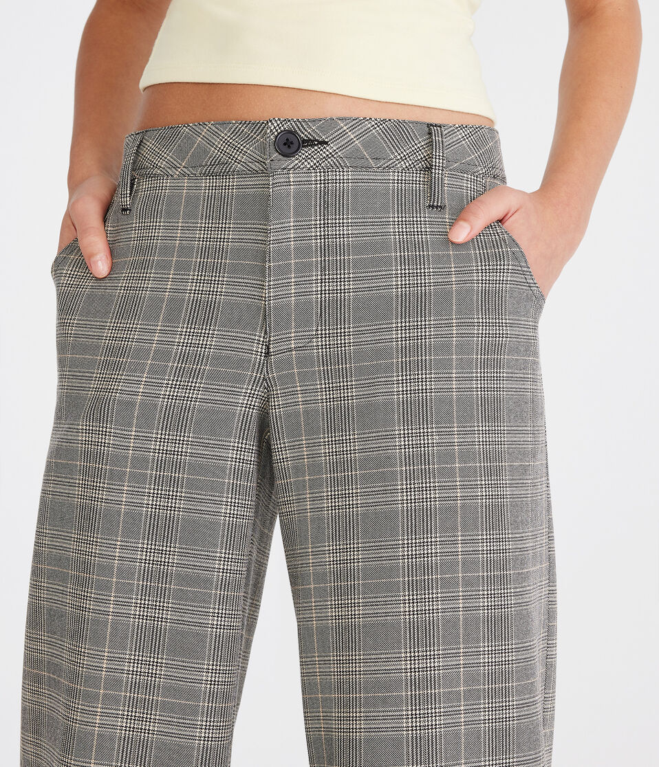 Low-Rise Houndstooth Wide Leg Trousers