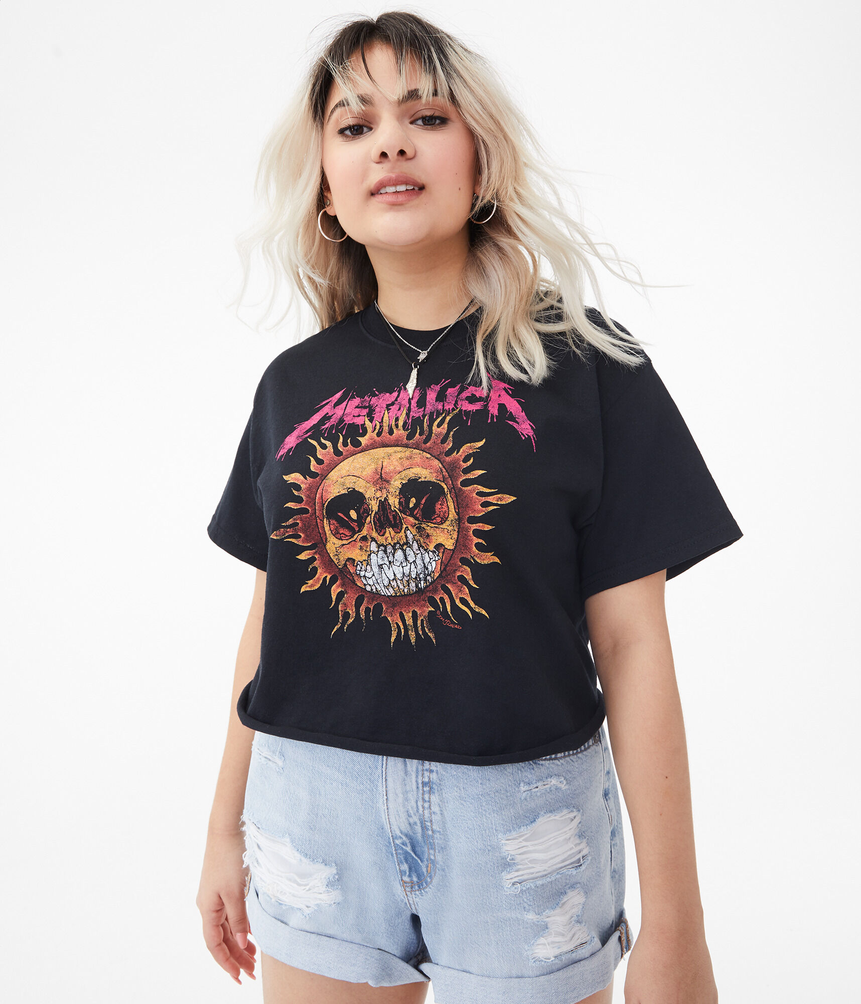 Metallica Sun Cropped Graphic Tee