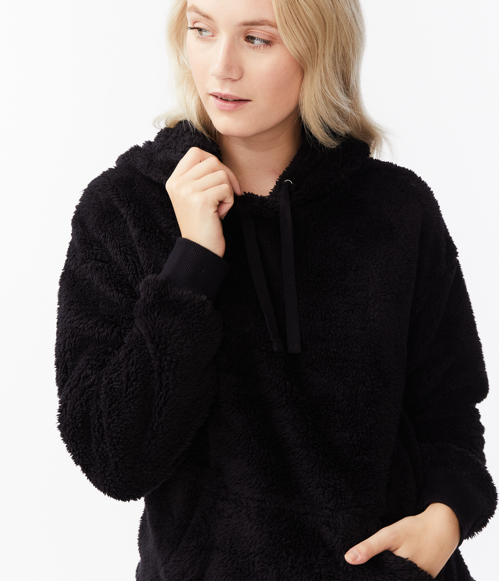 Oversized Sherpa Fleece Pullover Hoodie