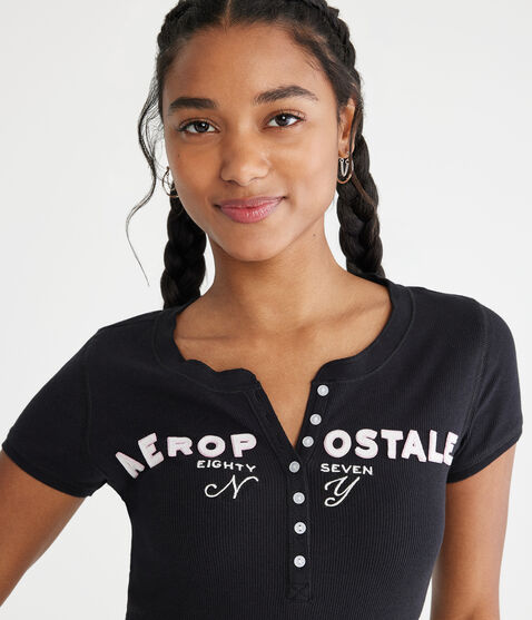 Aeropostale Eighty Seven Graphic Henley