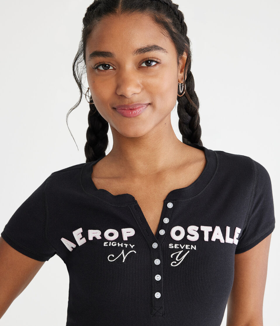 Aeropostale Eighty Seven Graphic Henley