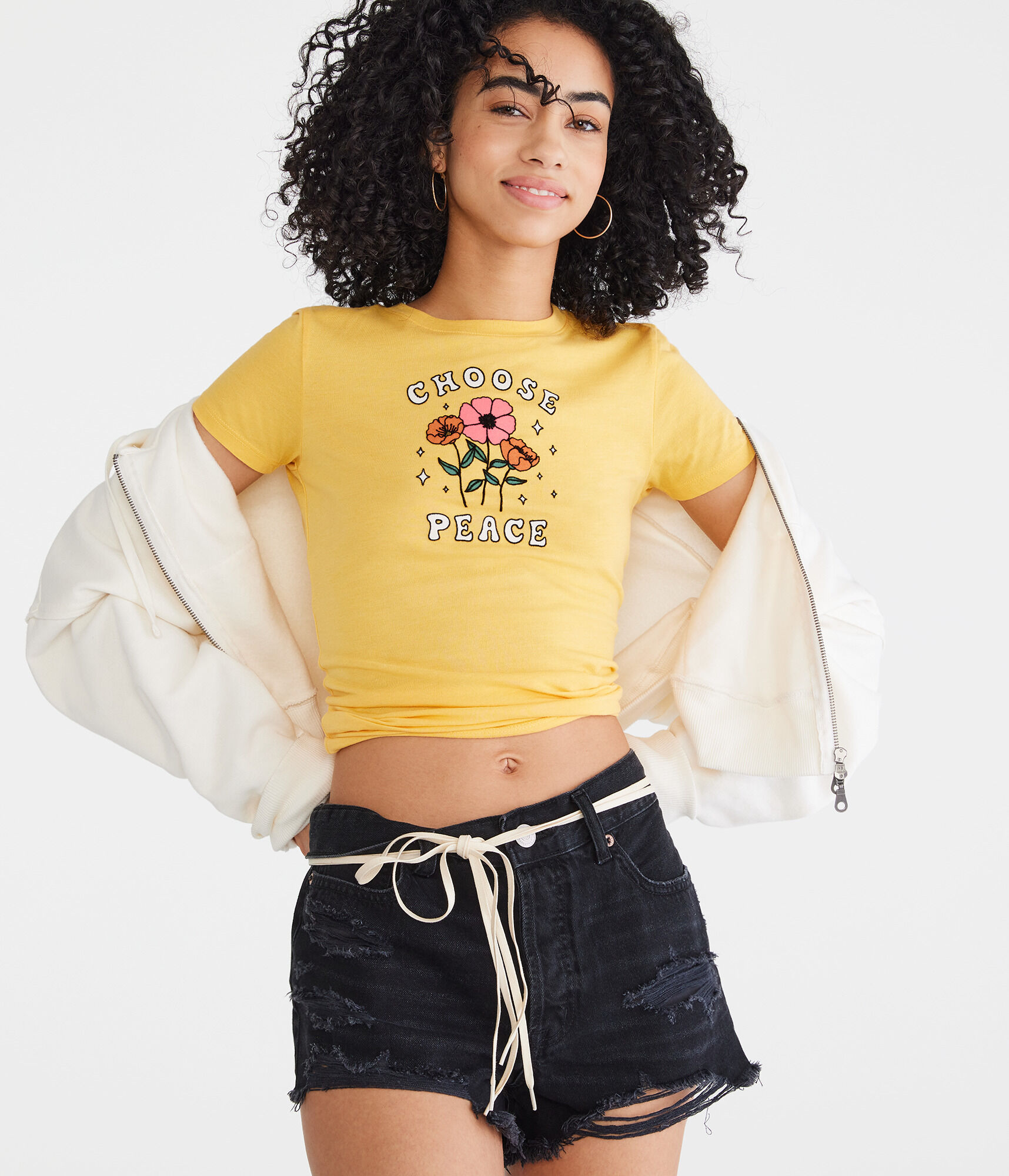 Choose Peace Flocked Graphic Tee