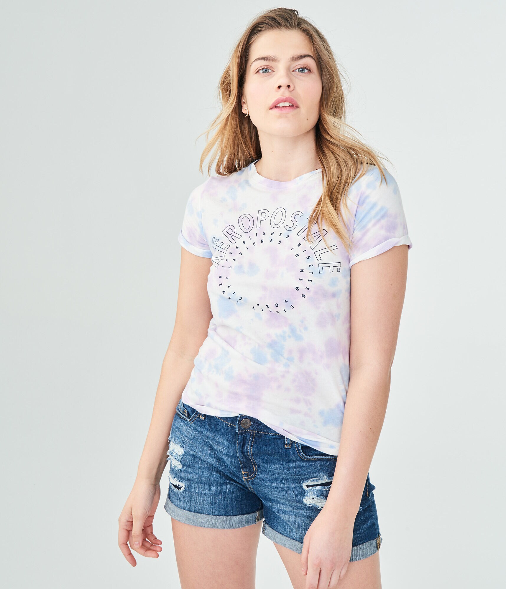 Aeropostale Circle Tie-Dye Relaxed Graphic Tee
