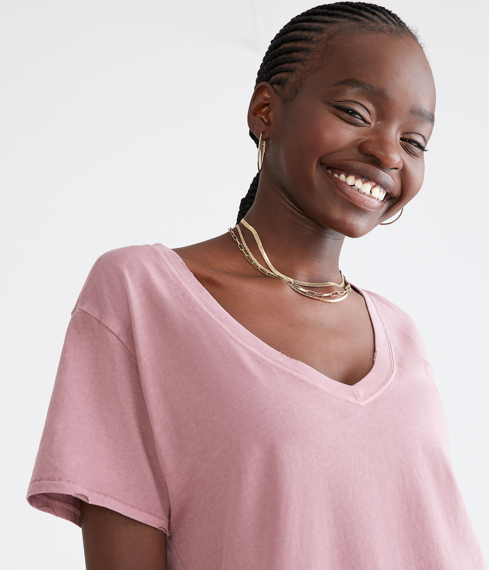 Washed Loose Fit V-Neck Tee