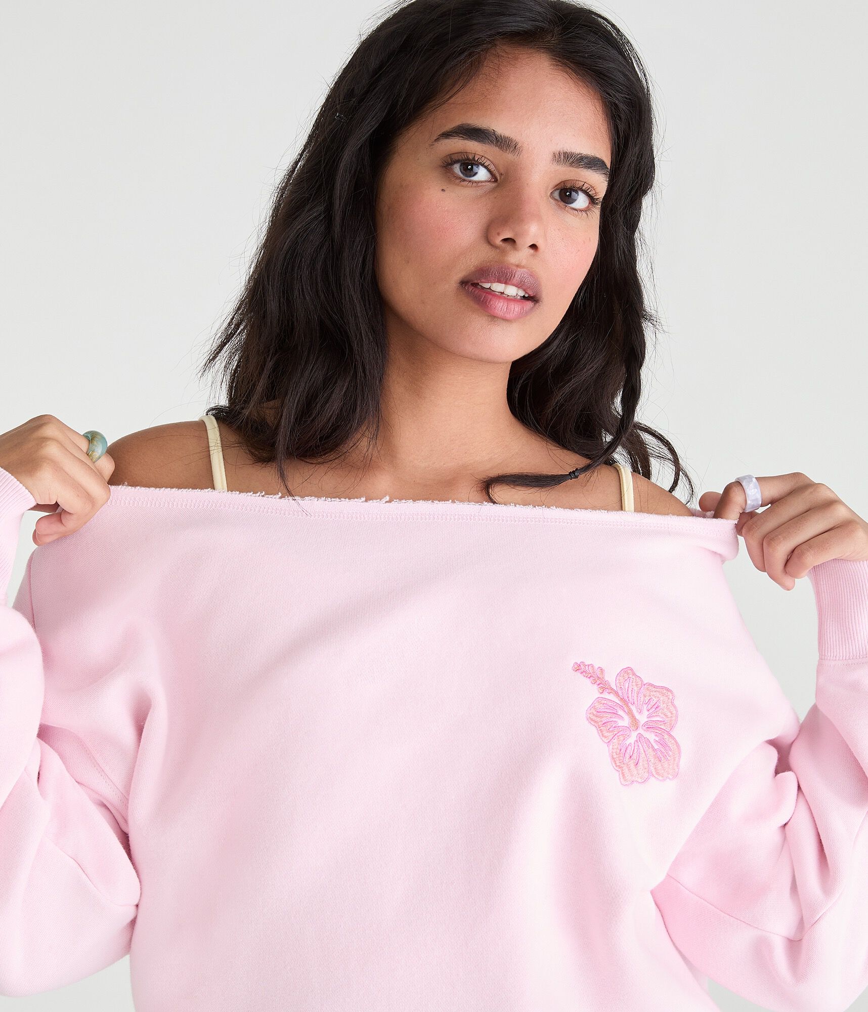 Cloud Soft Beach Oversized Off-The-Shoulder Sweatshirt