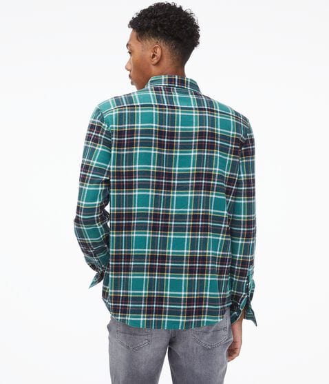 Long Sleeve Plaid Button-Down Shirt