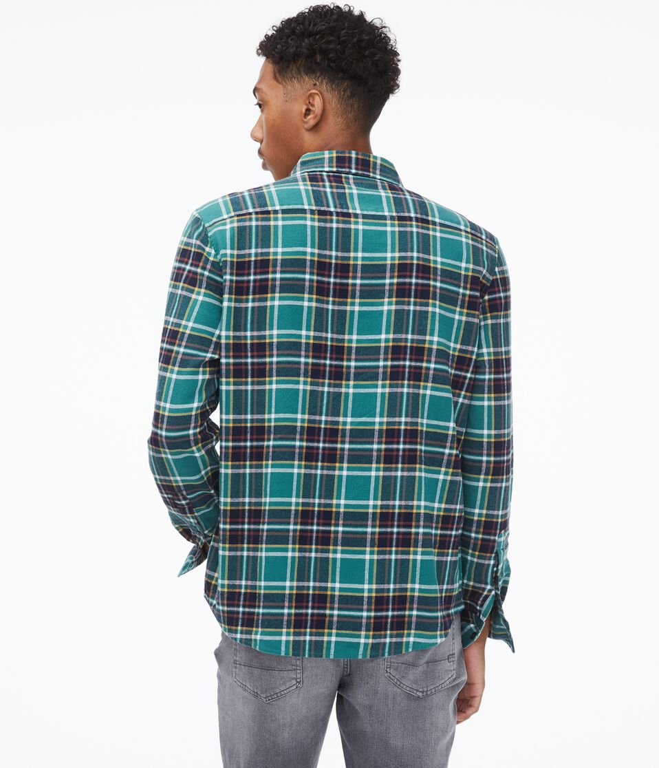 Long Sleeve Plaid Button-Down Shirt
