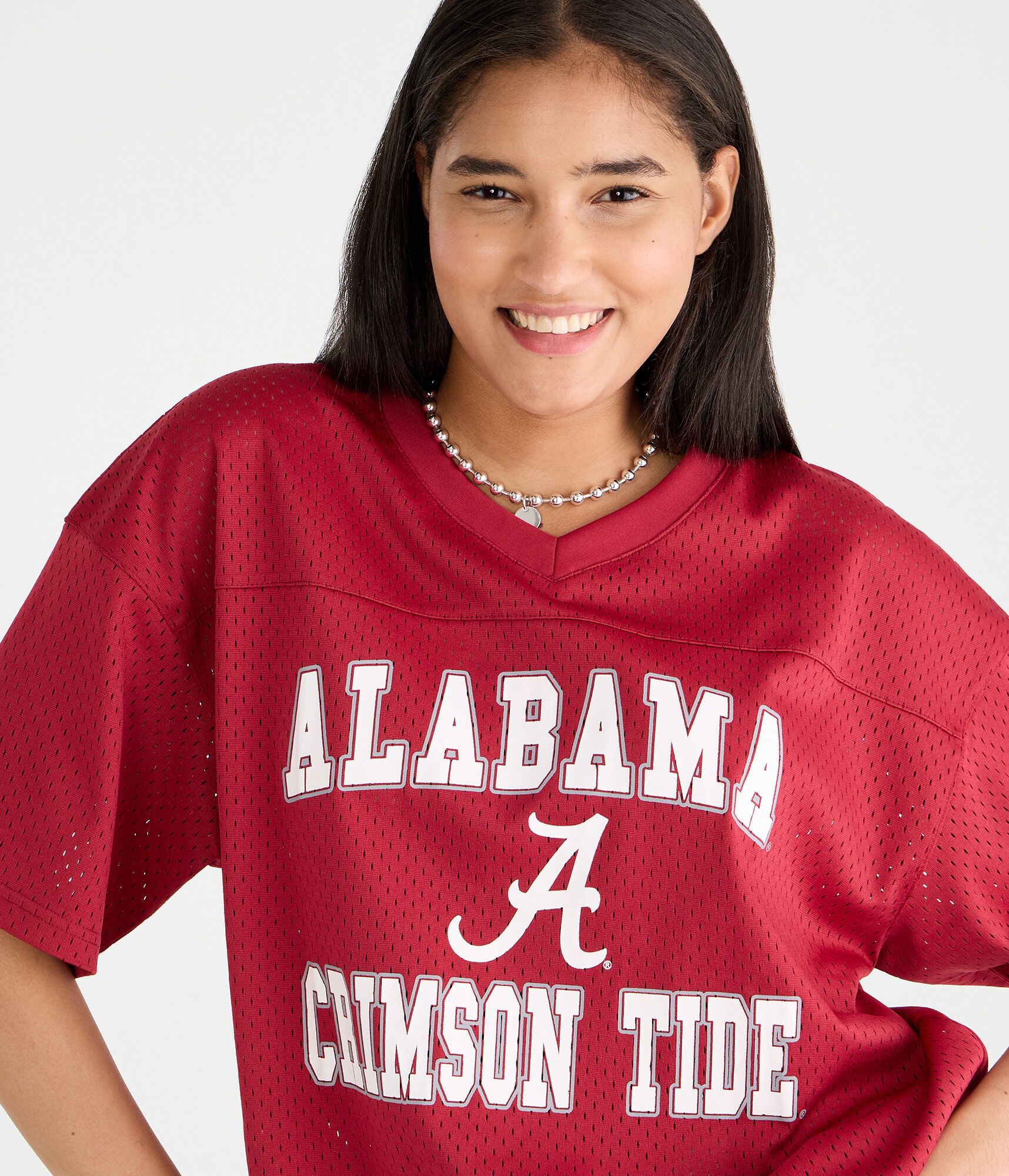 Alabama Crimson Tide Boxy Mesh V-Neck Top