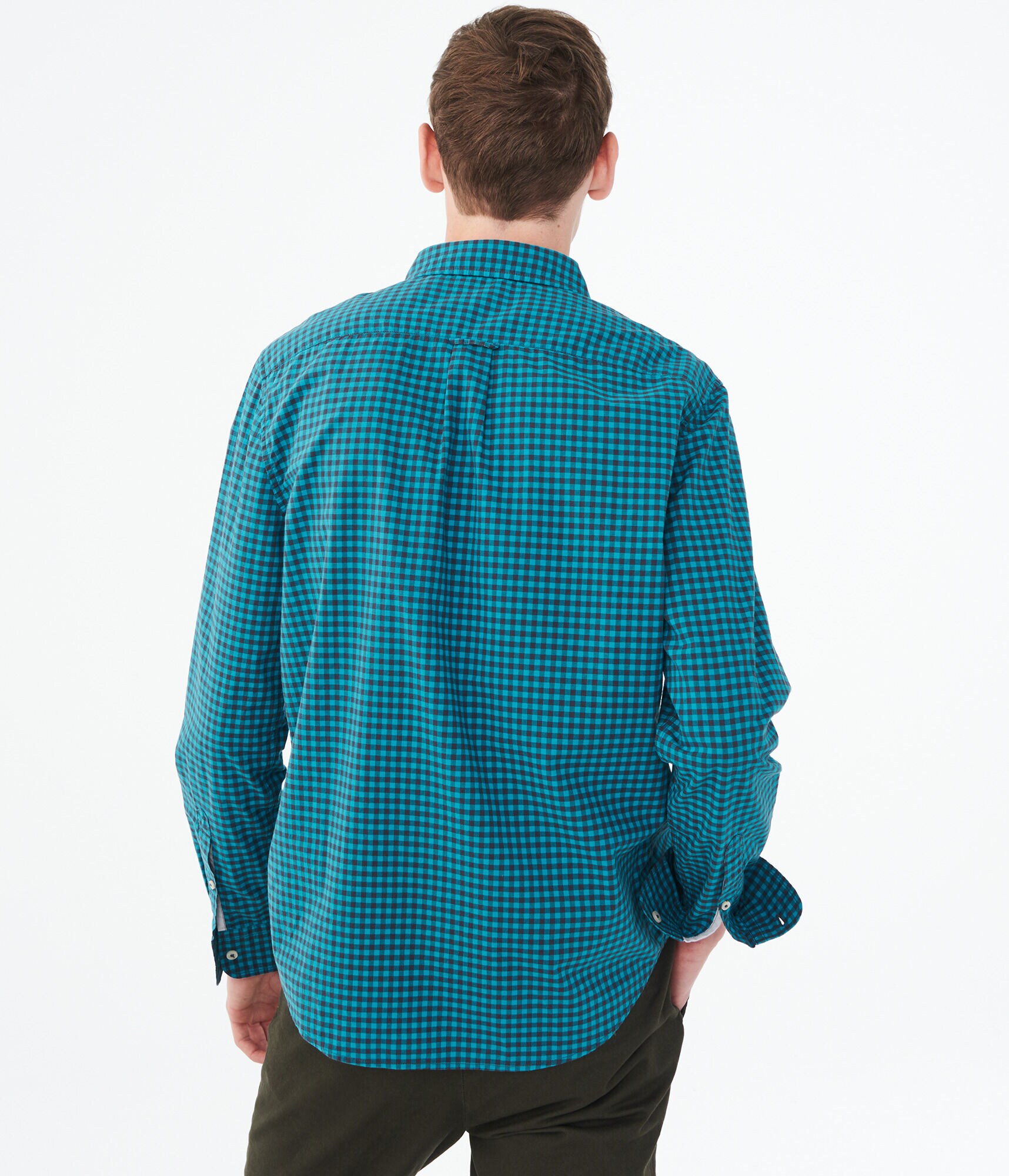 Long Sleeve Gingham Woven Shirt