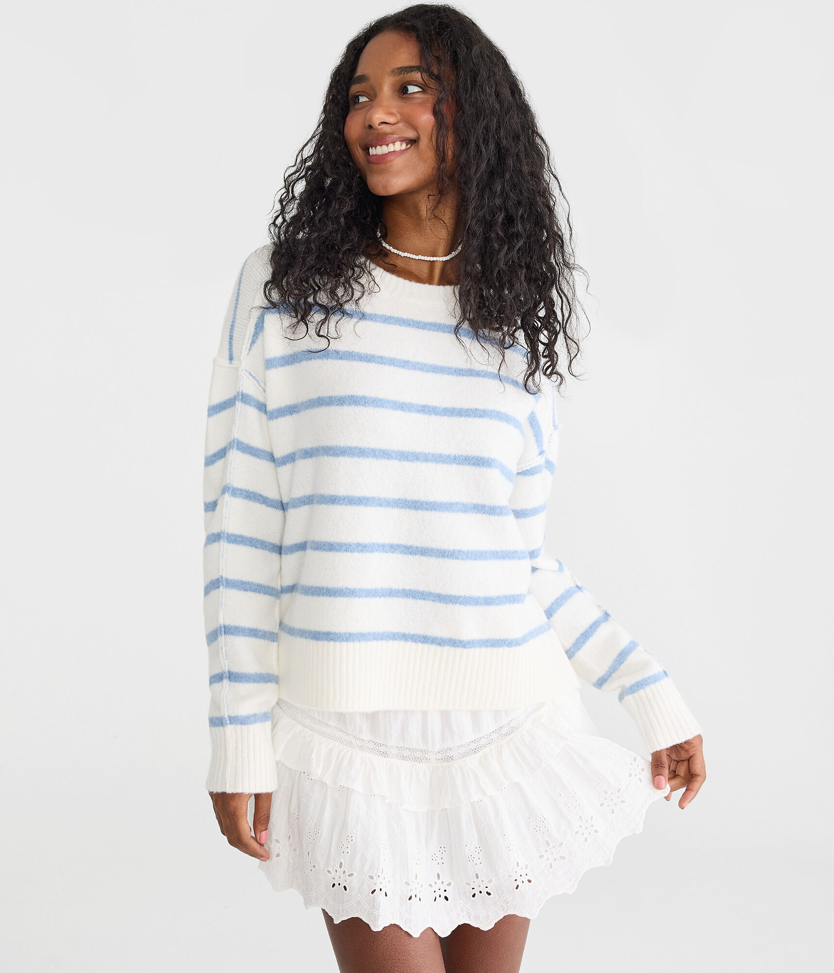 Striped Cozy Crew Sweater