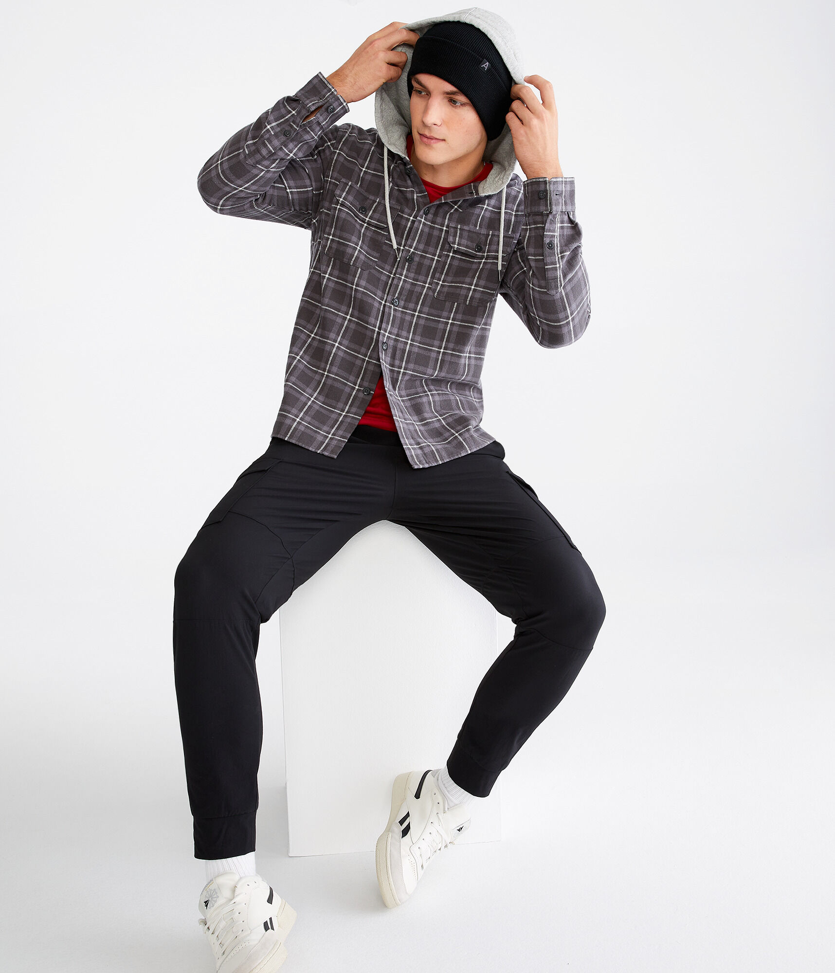 Long Sleeve Plaid Hooded Flannel Shirt