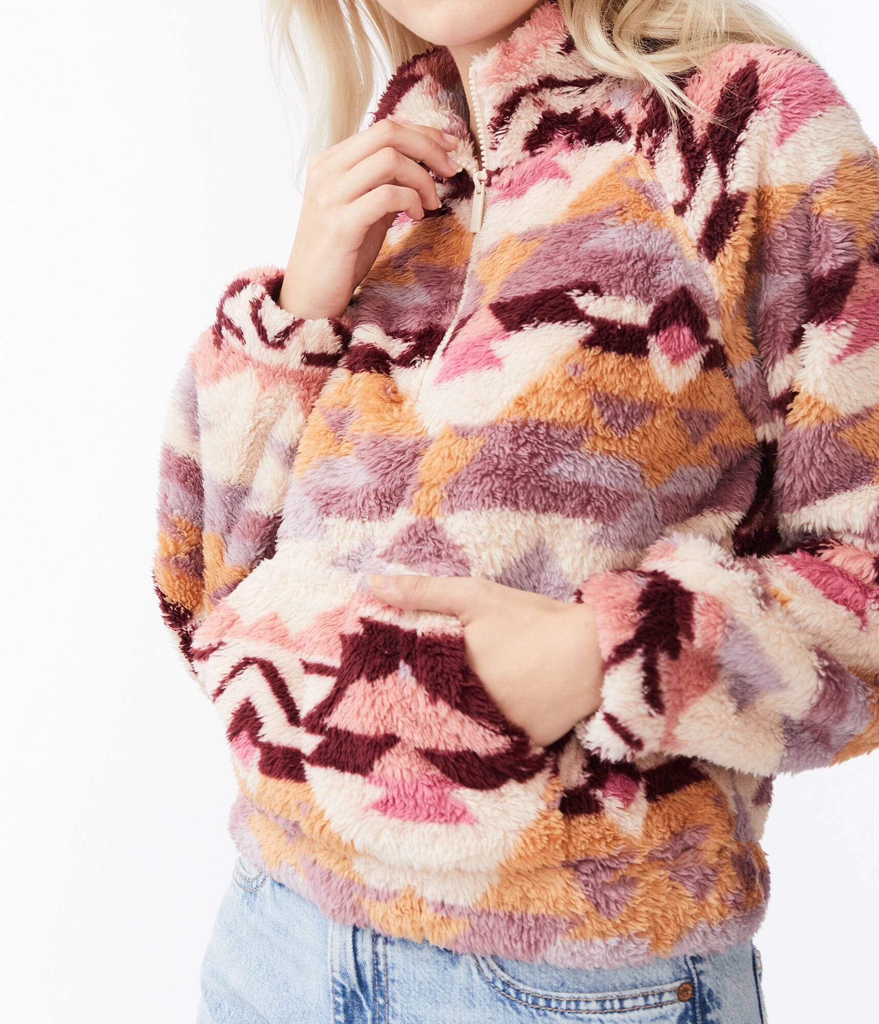 Printed Sherpa Fleece Half-Zip Pullover