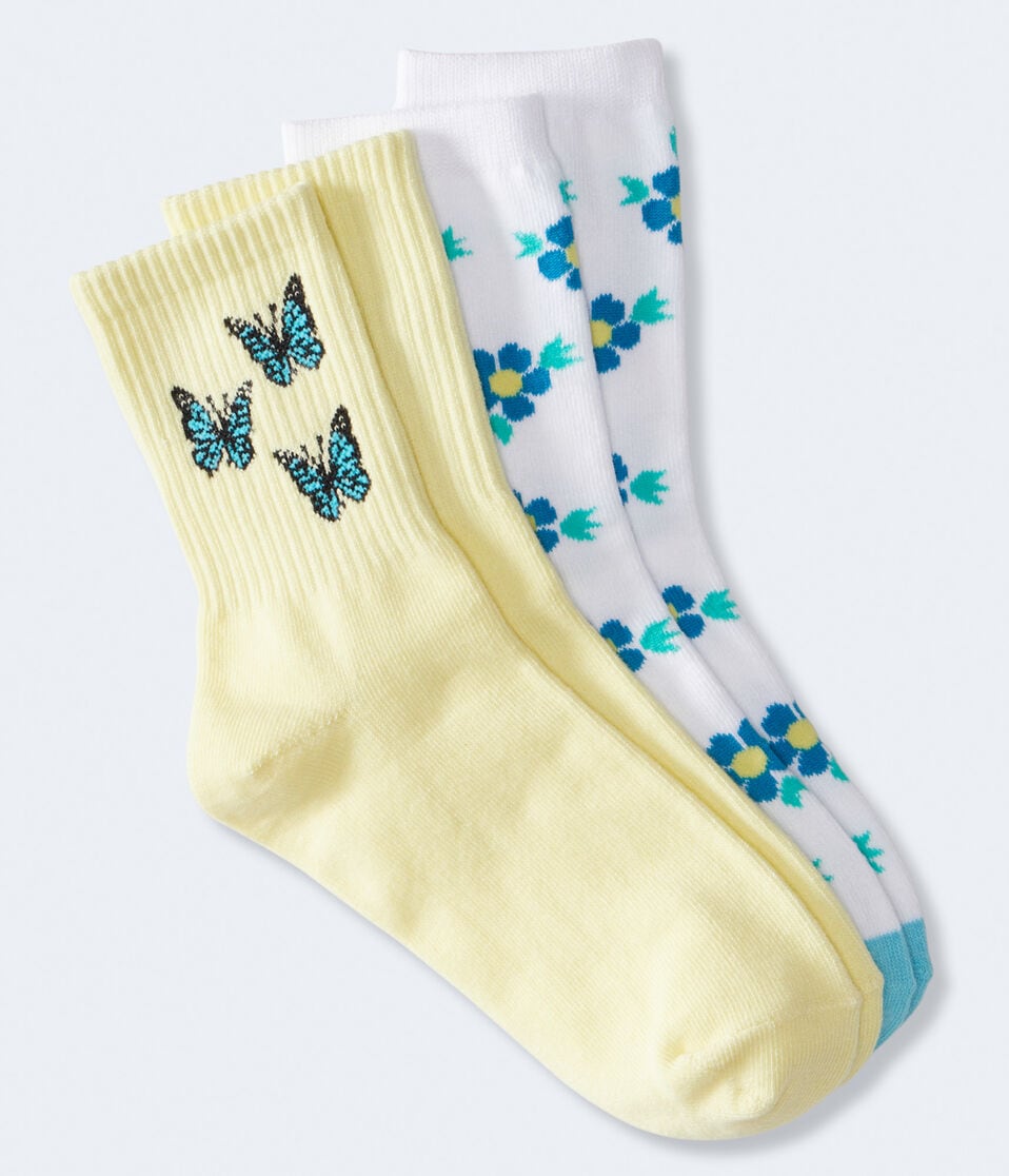 Butterfly & Floral Crew Sock 2-Pack