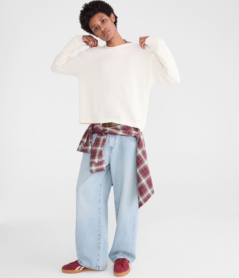 Long Sleeve Boxy Thermal Crew Tee