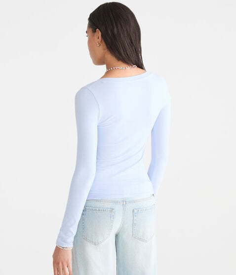 Long Sleeve Seriously Soft Ribbed V-Neck Baby Tee Long Sleeve Seriously Soft Ribbed V-Neck Baby Tee