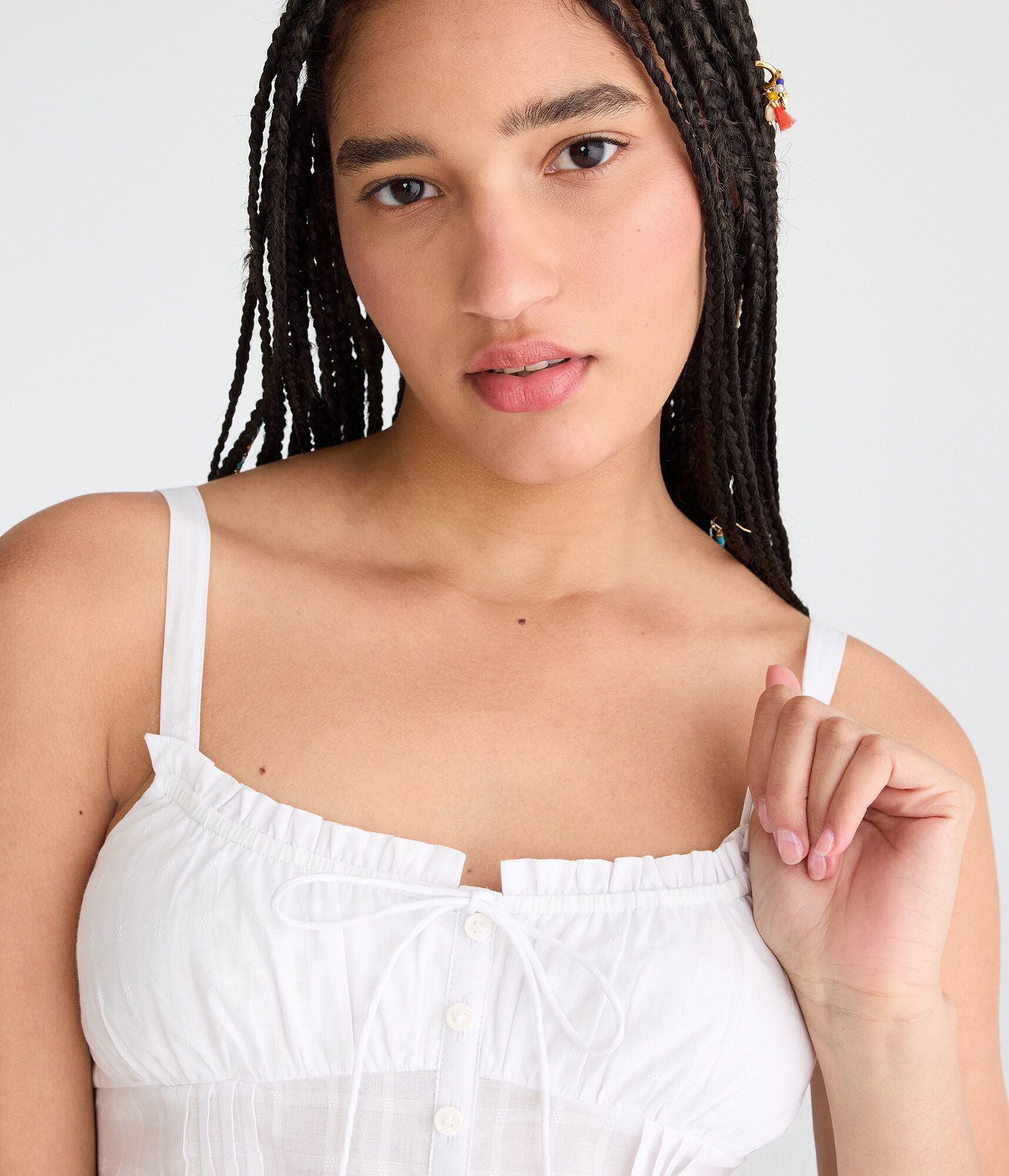 Pintuck Button-Front Tank