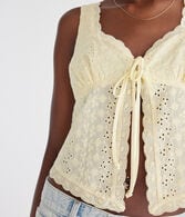 Eyelet Tie-Front Flyaway Tank