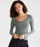 Long Sleeve Seriously Soft Ribbed V-Neck Baby Tee