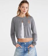 Teddy Bear Buttoned Crew Cardigan