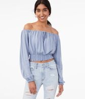 Long Sleeve Striped Off-The-Shoulder Crop Top
