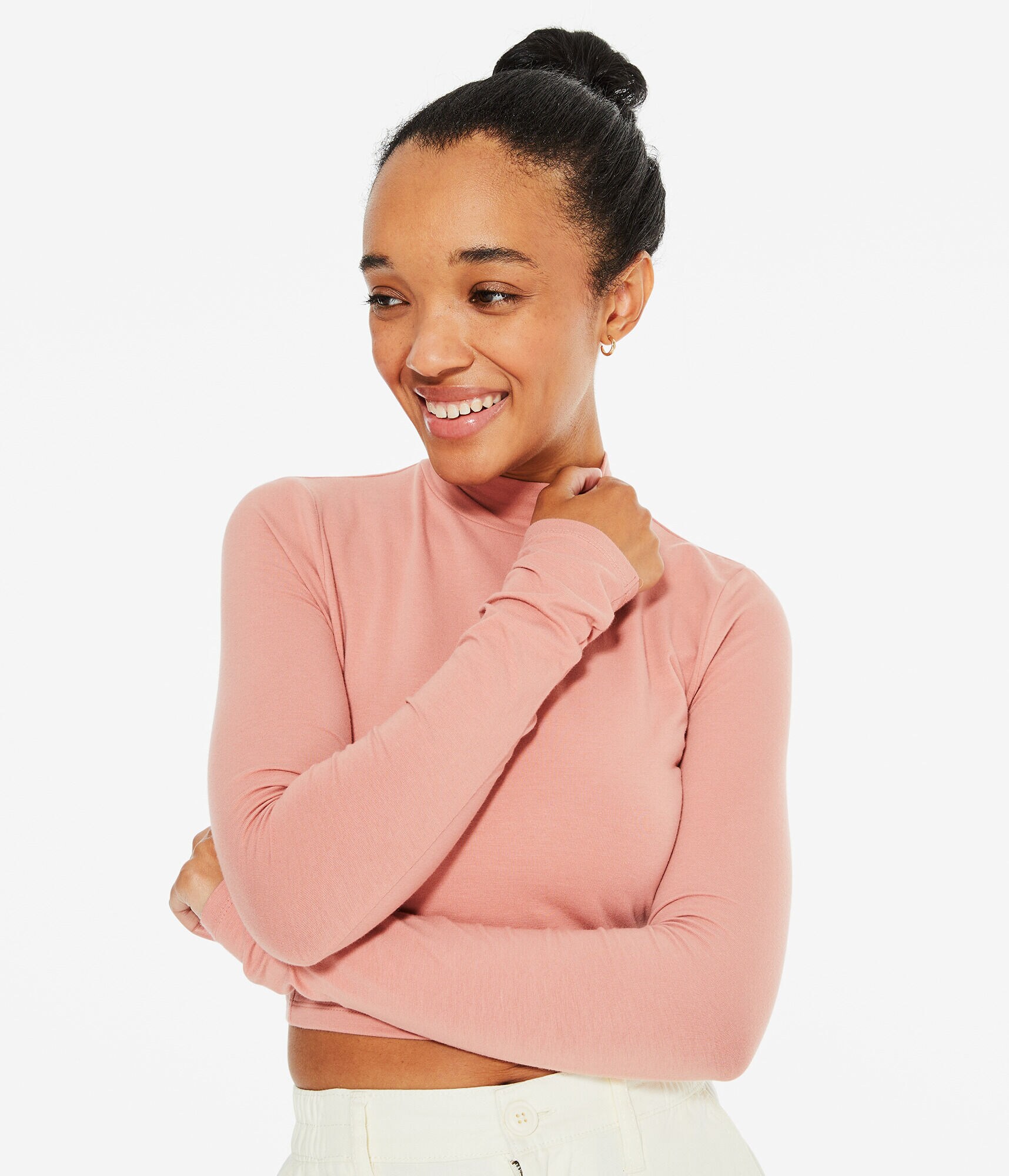 Long Sleeve Seriously Soft Mock-Neck Crop Top