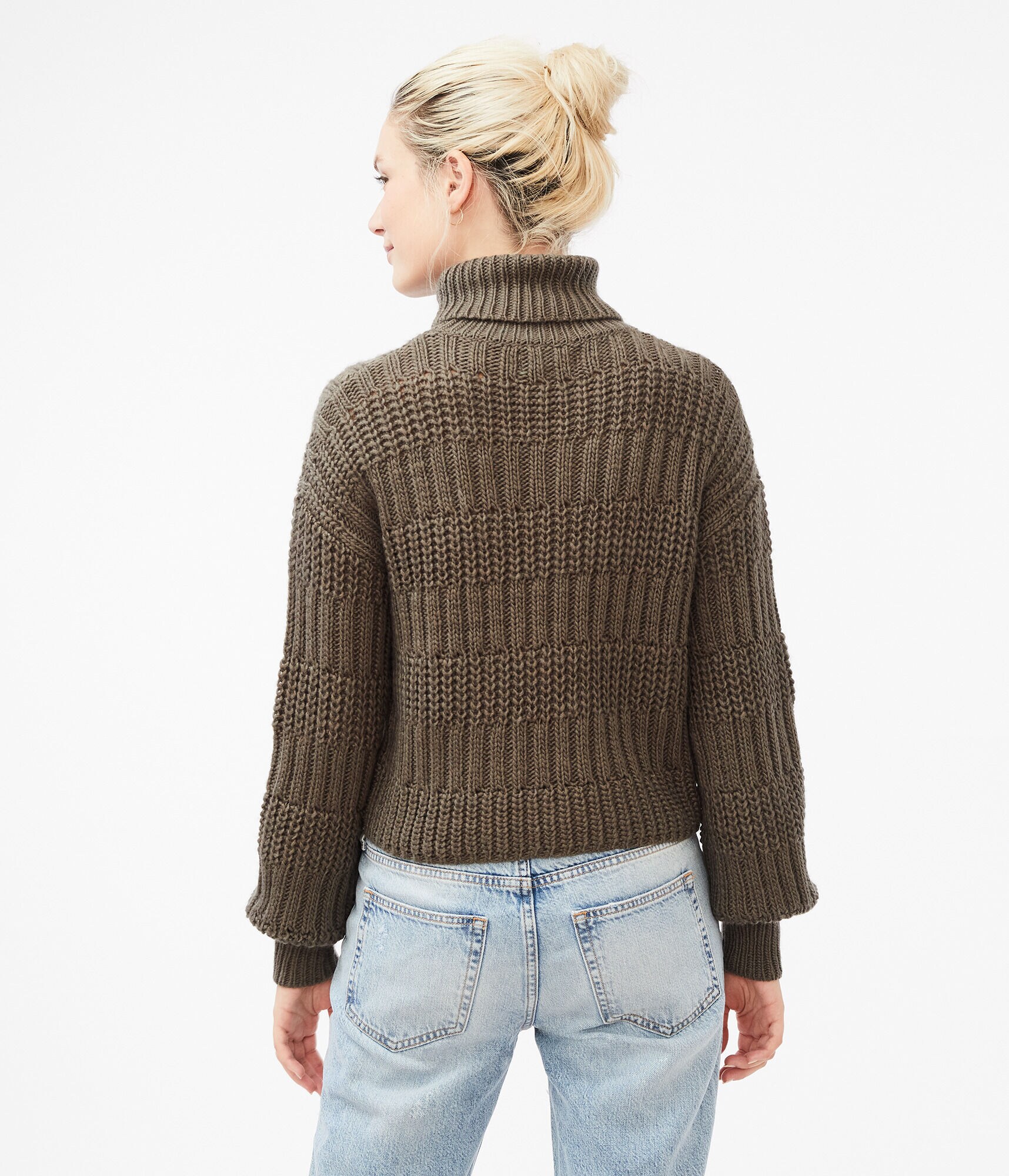 Mixed-Stitch Turtleneck Sweater