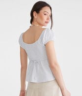 Striped V-Neck Babydoll Top
