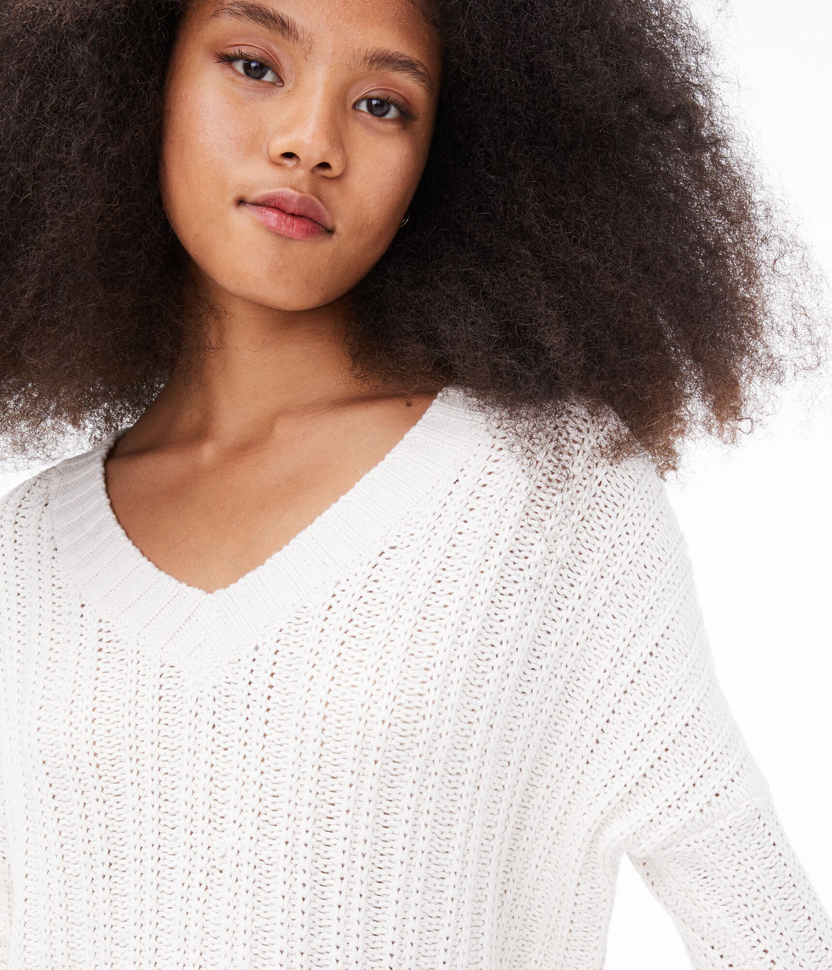 Cropped V-Neck Sweater