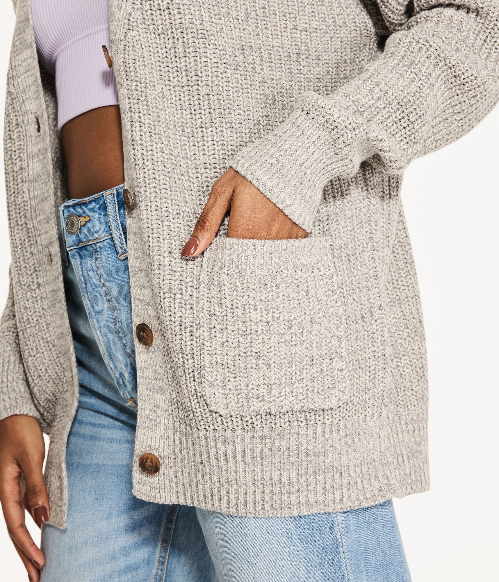 Ribbed Oversized V-Neck Cardigan