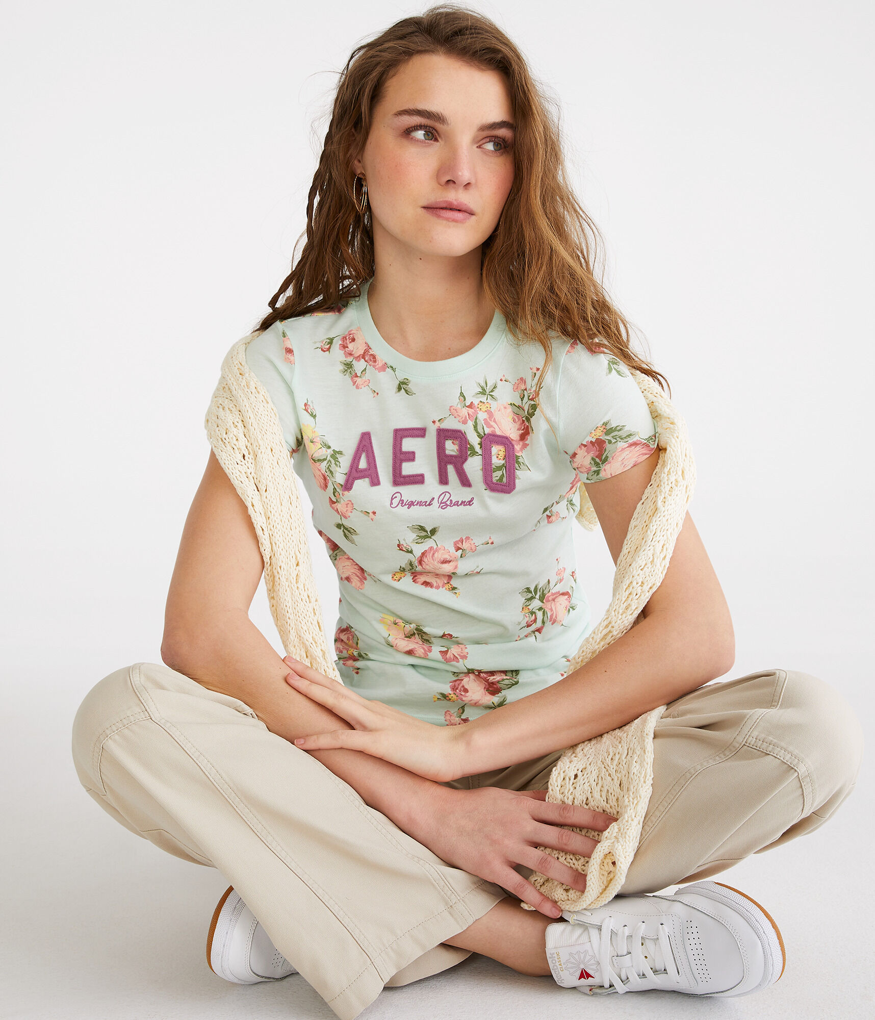 Aero Allover Floral Appliqu&eacute; Graphic Tee