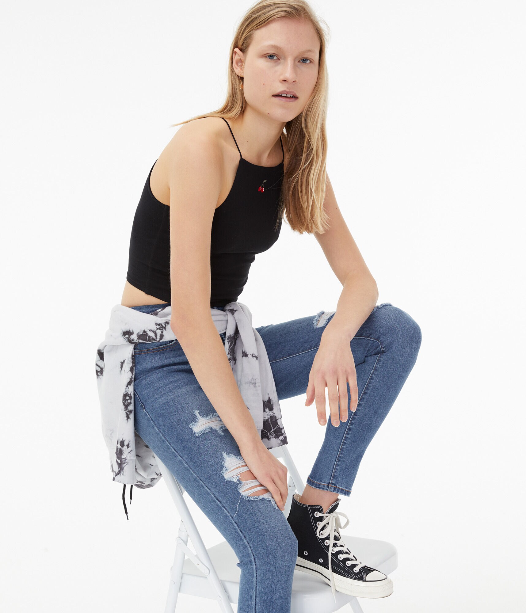 Cherry Cropped Bungee Tank