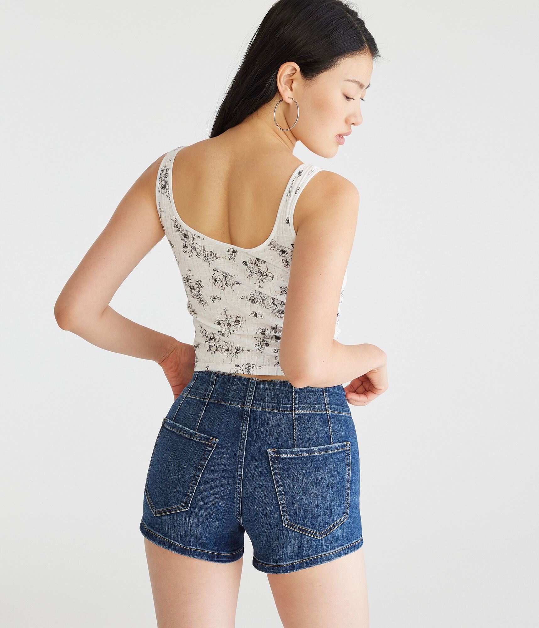 Curvy High-Rise Denim Midi Shorts
