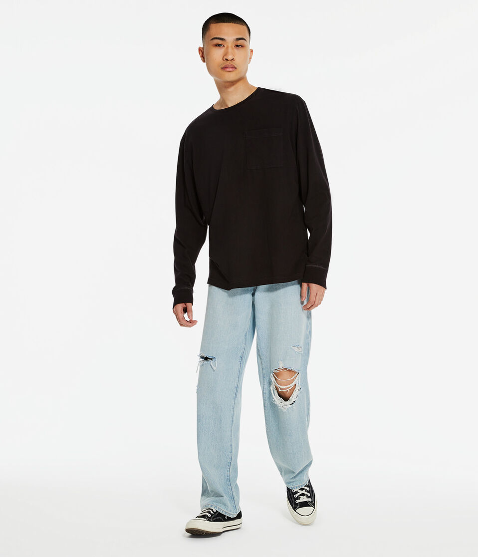 Long Sleeve Washed Pocket Crew Tee