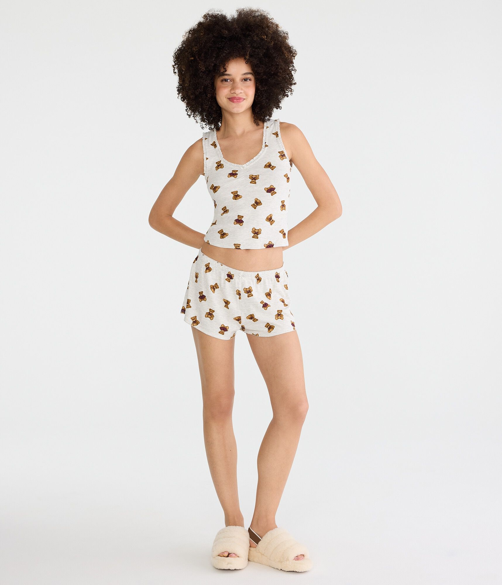 Teddy Bear Waffle Sleep Shorts