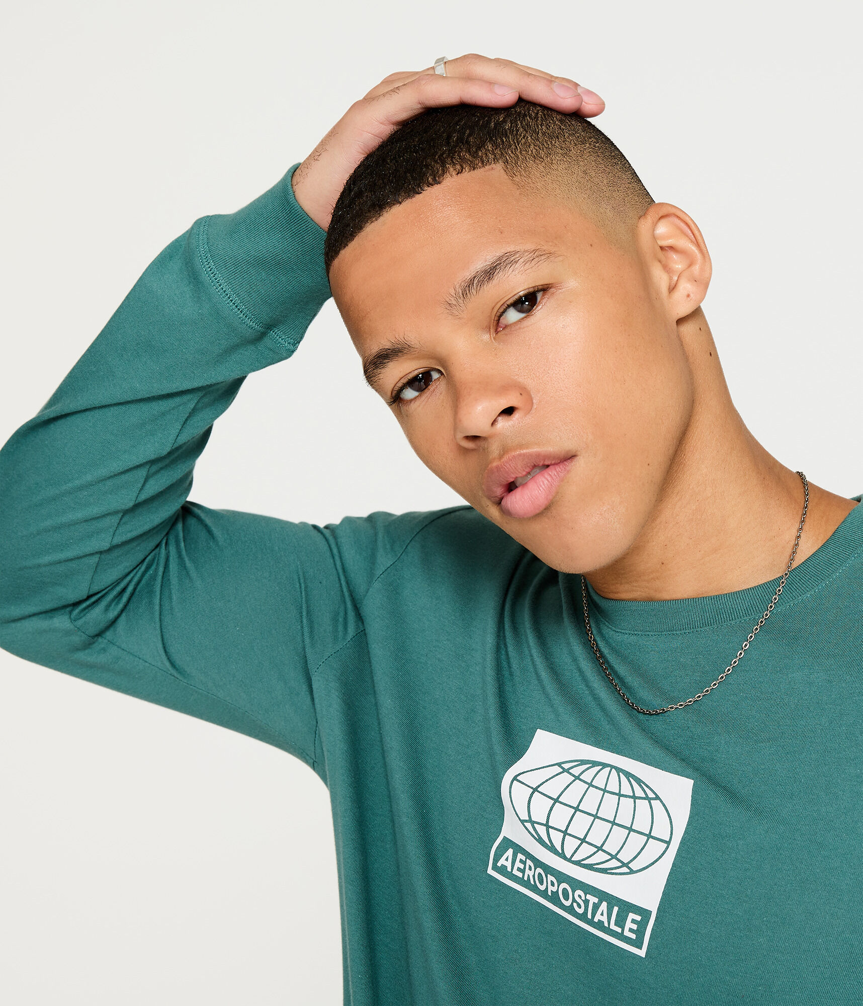 Long Sleeve Aeropostale Globe Logo Graphic Tee