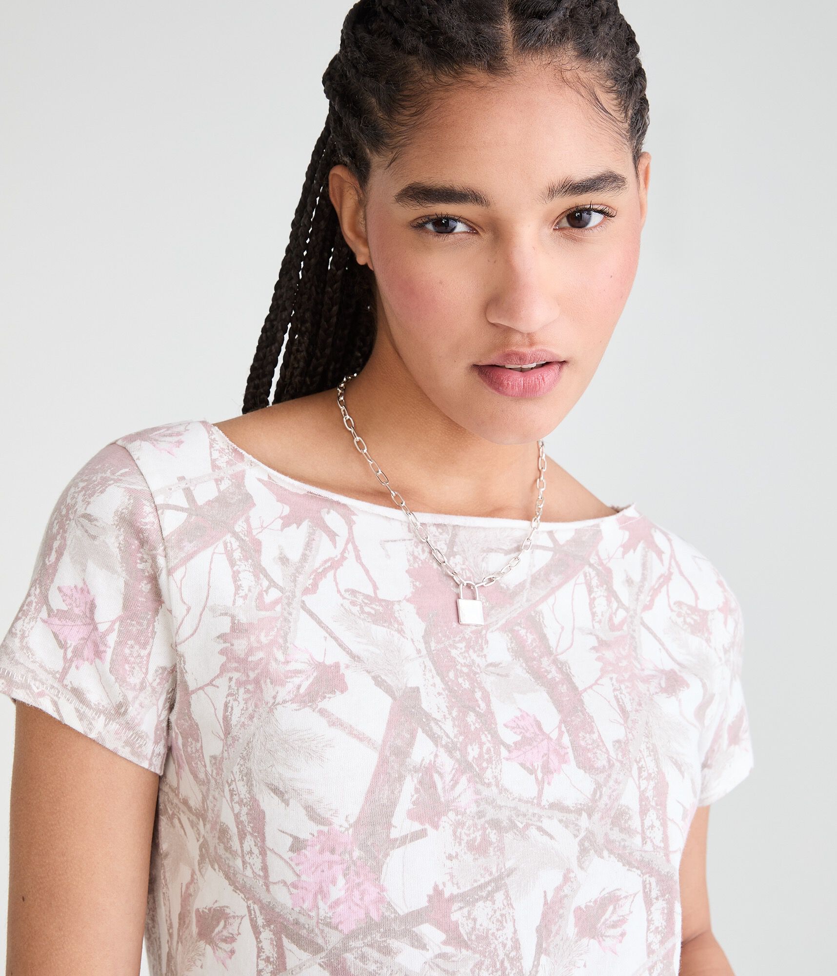 Seriously Soft Forest Camo Off-The-Shoulder Vintage Fit Tee