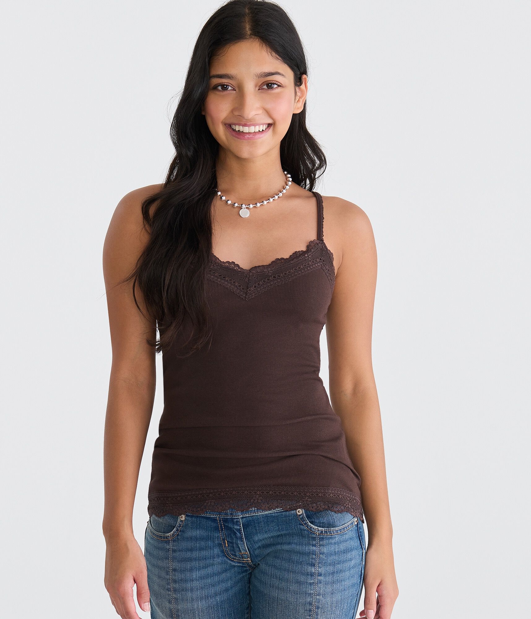 Y2K Lace-Trim Scoop-Neck Cami