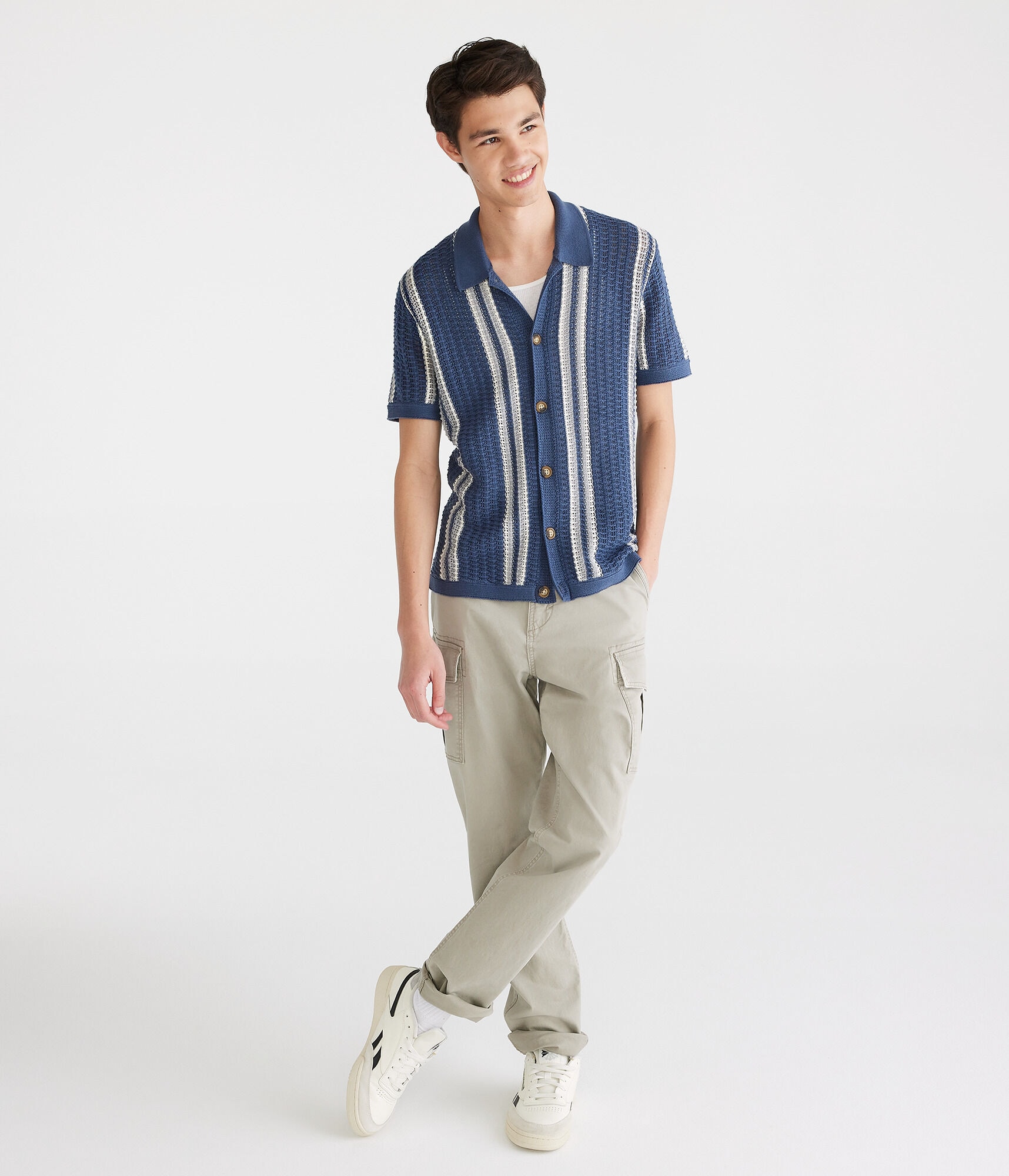 Vertical Stripe Crocheted Shirt