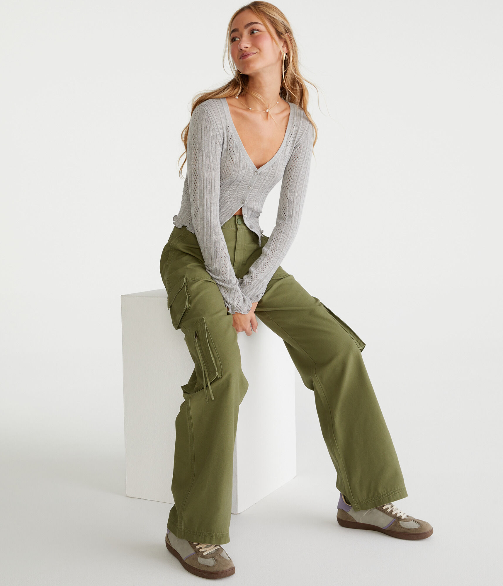 Mid-Rise Straight Utility Cargo Pants