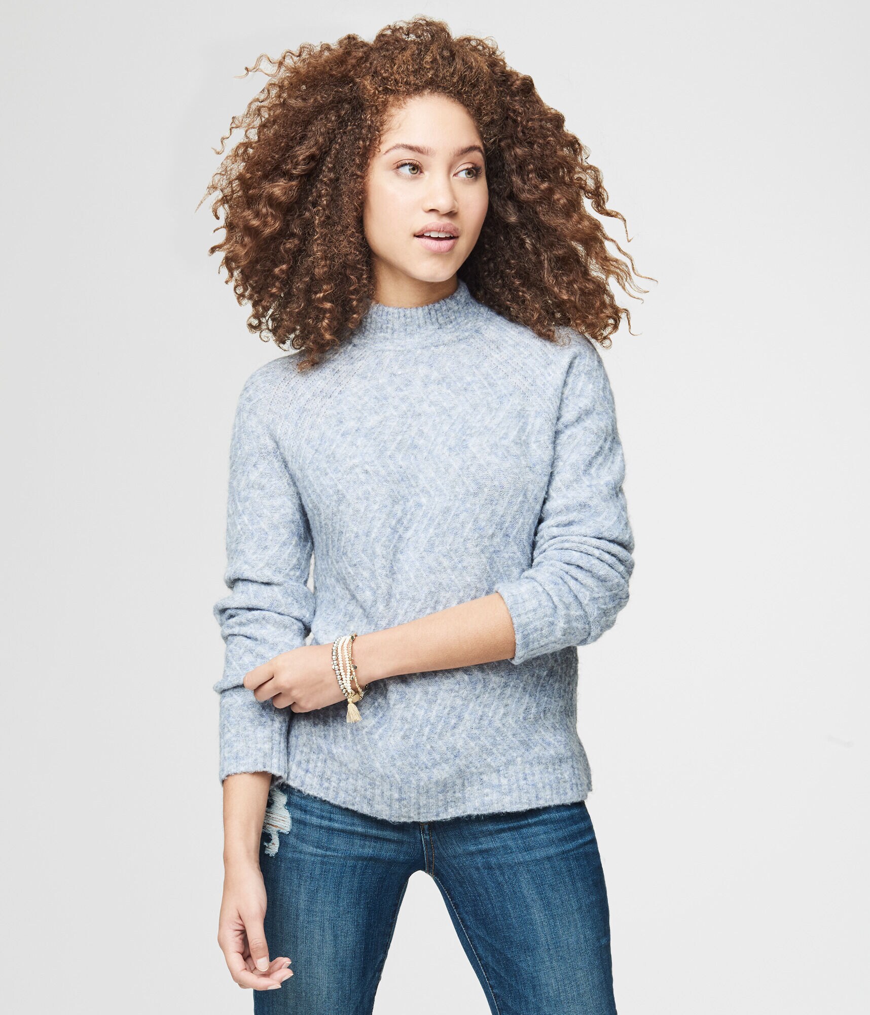 【ほぼ未使用✨】アパルトモン　Crew Neck Volume Knit 滑らか Zig-Zag Mock-Neck Sweater