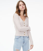 Long Sleeve Buttoned V-Neck Top