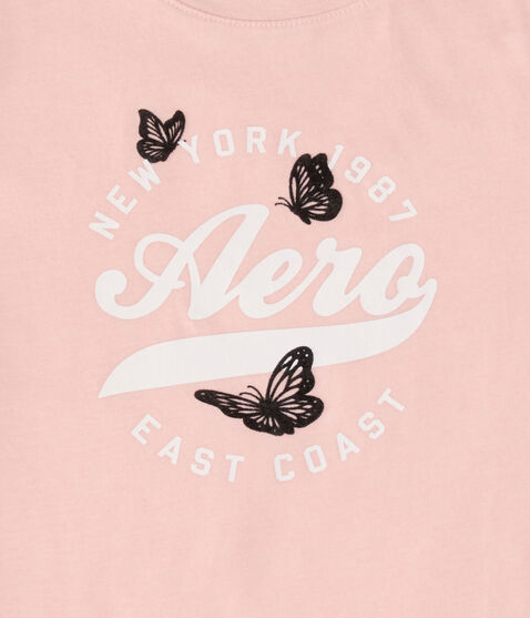 Aero Circle Butterflies Flocked Graphic Tee