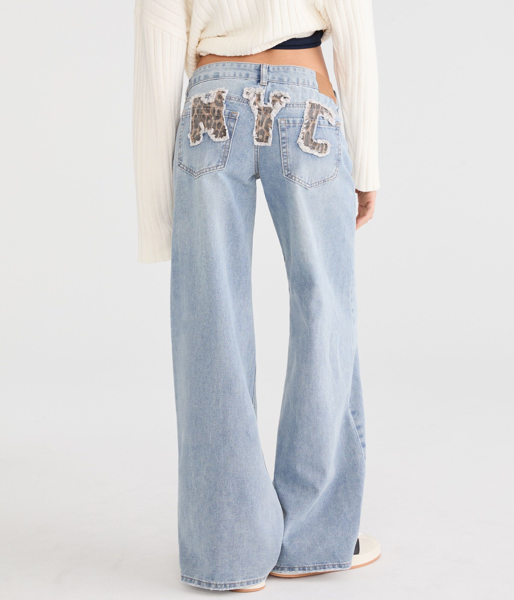 Super Low-Rise Ultra Wide Leg NYC Graphic Jean