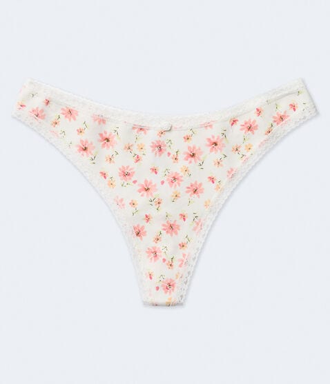 Floral Lace-Trim Thong Floral Lace-Trim Thong
