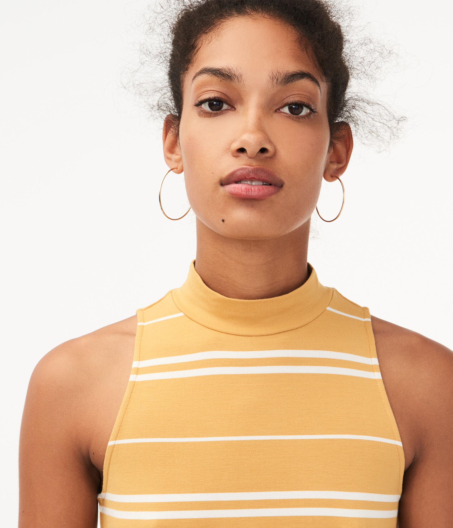 Seriously Soft Striped Mock-Neck Swing Dress