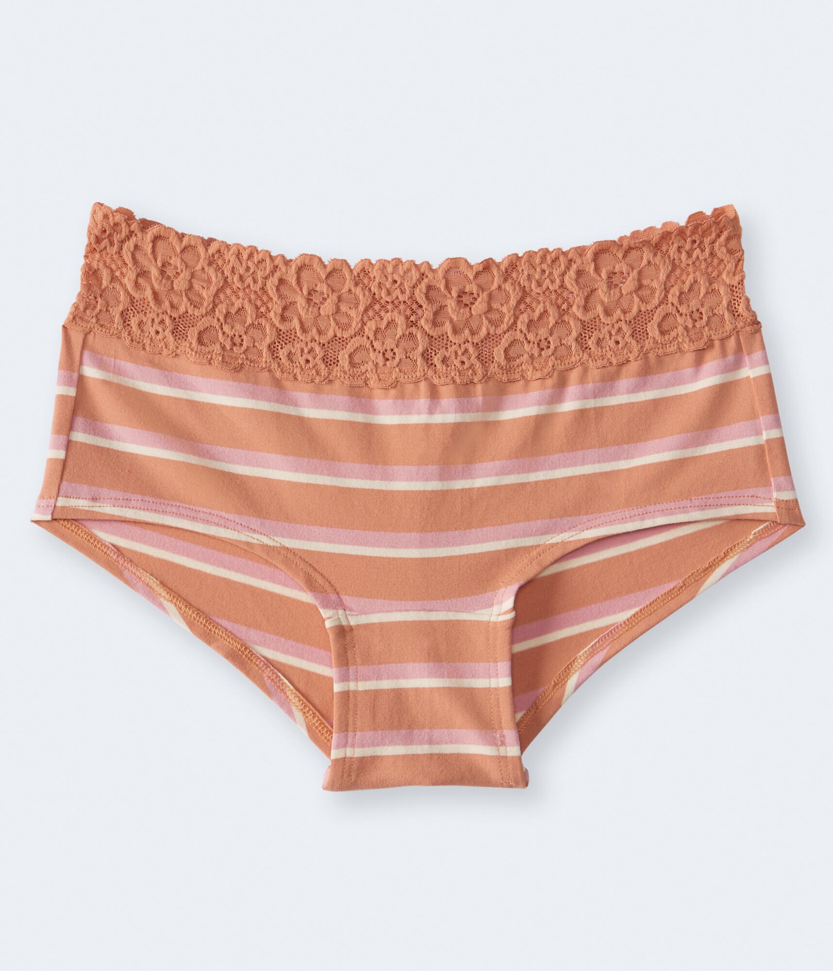 Striped Lace-Trim Boyshort