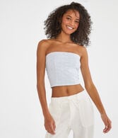 Washed Eyelet Cropped Tube Top