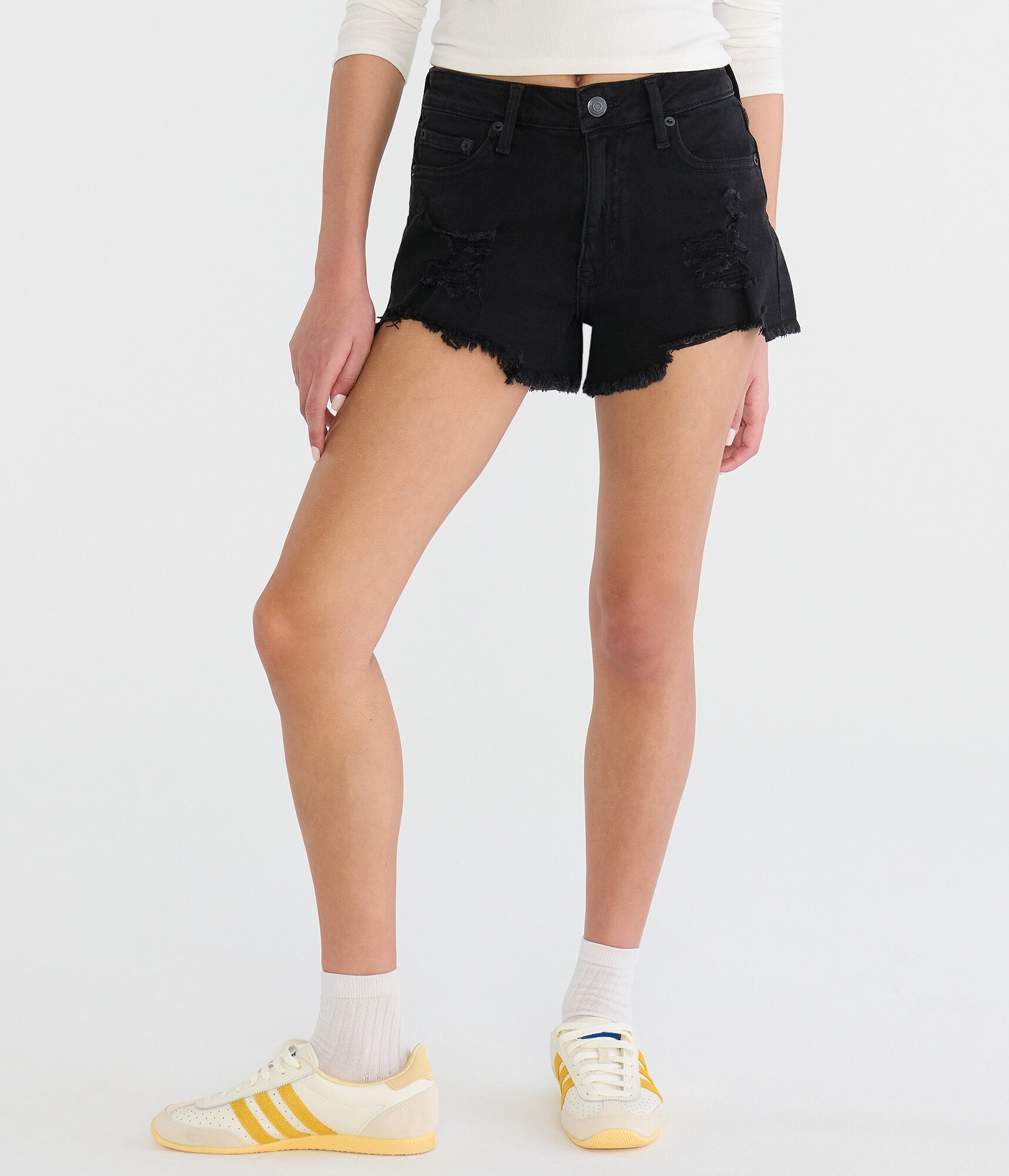 Vintage High-Rise Denim Shorty Shorts
