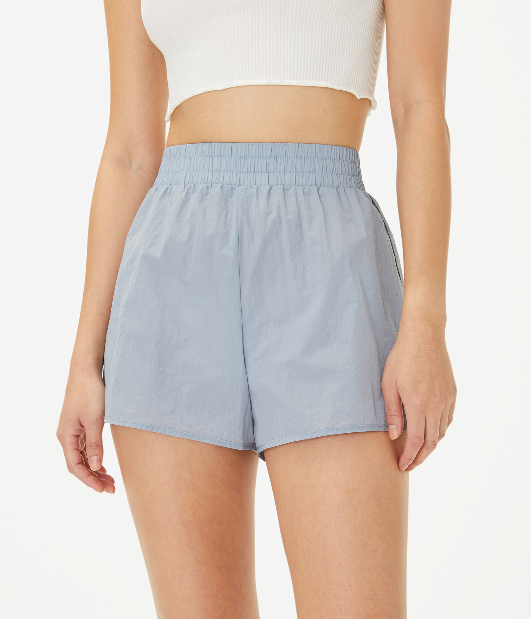 High-Rise Windbreaker Shorts