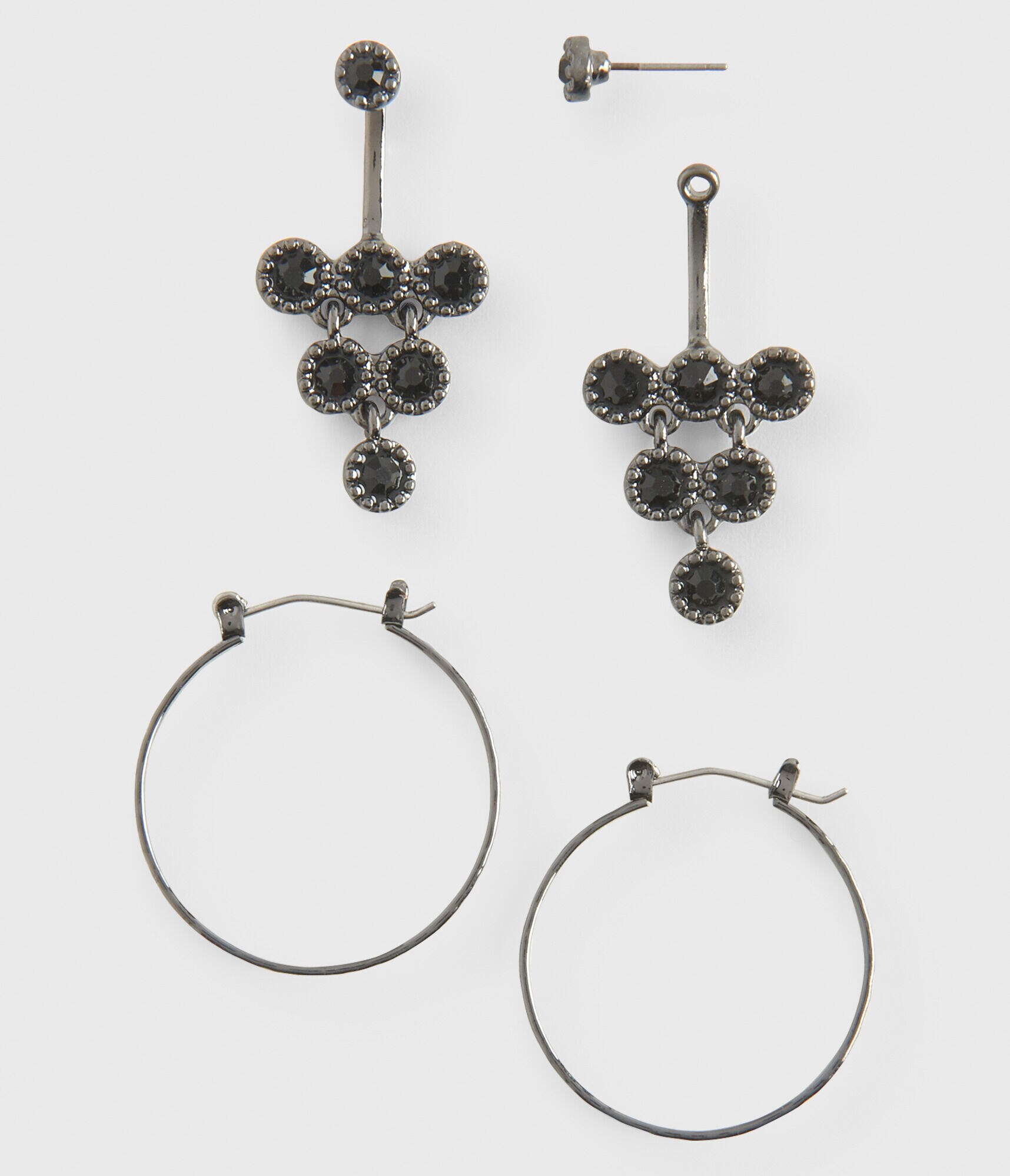 Dark Stone Hoop &amp; Ear Jacket 2-Pack